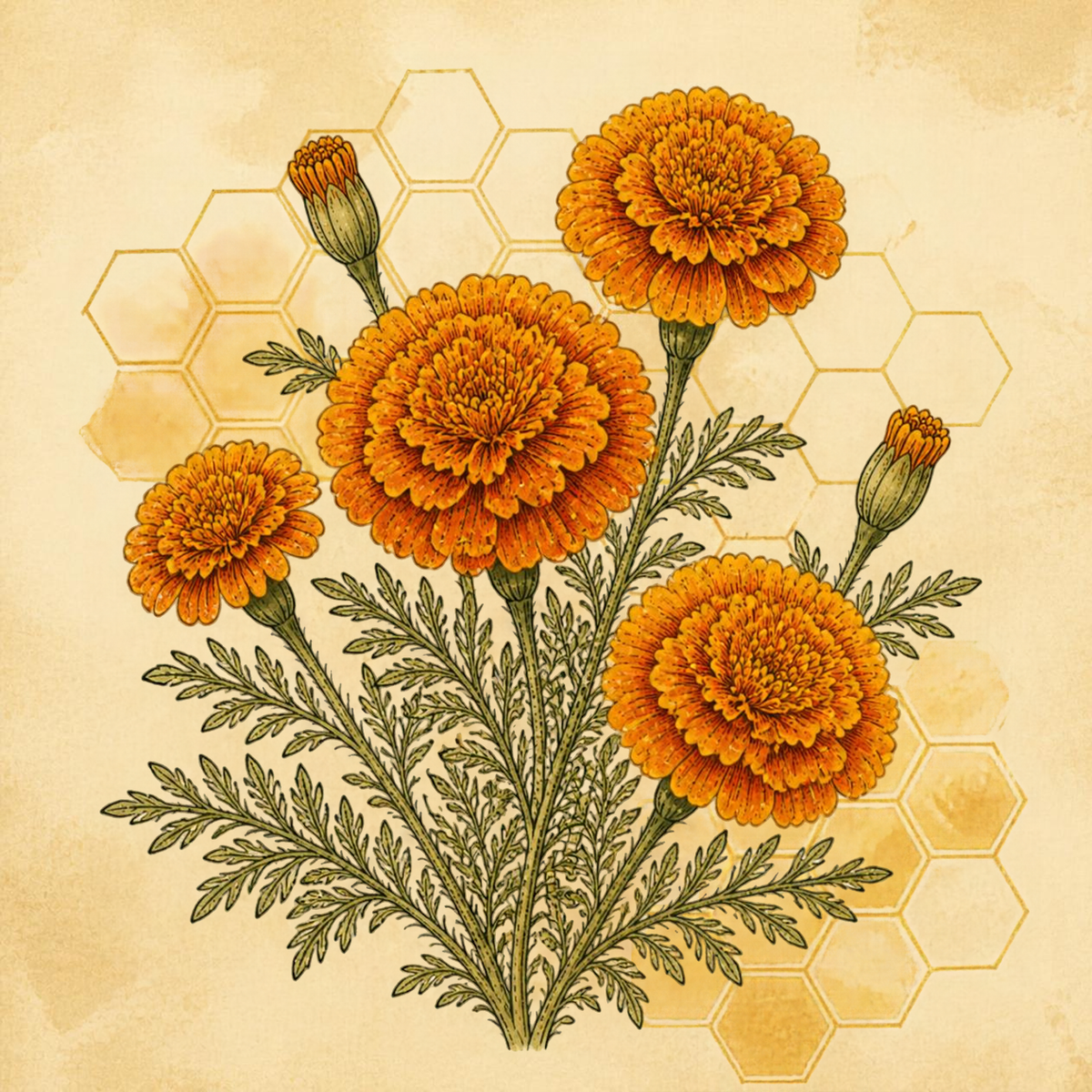 French Marigold Honeycomb Seeds (Seed Library)