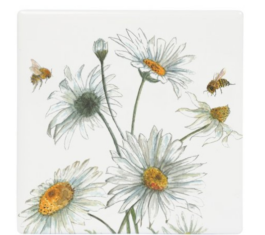 Bee-Tanical Daisy Ceramic Coaster