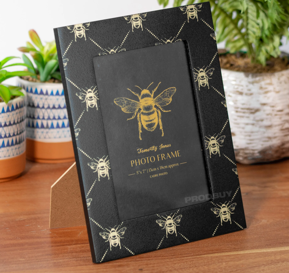 Black and Gold Bee Photo Frame  4''x 6'', 10cm x 15 cm
