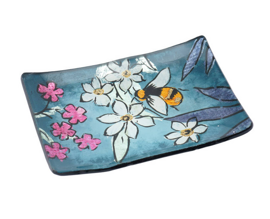 The Beekeeper Glass Small Rectangular Dish in Gift Box