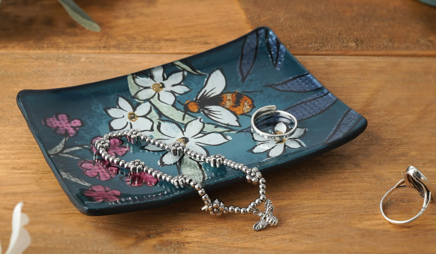 The Beekeeper Glass Small Rectangular Dish in Gift Box