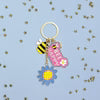 Bee Happy Enamel Keyring