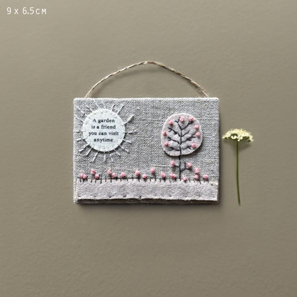 Embroidered Hanging Sign - A Garden is a Friend