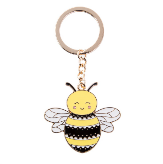 Happy Bee Enamel Keyring